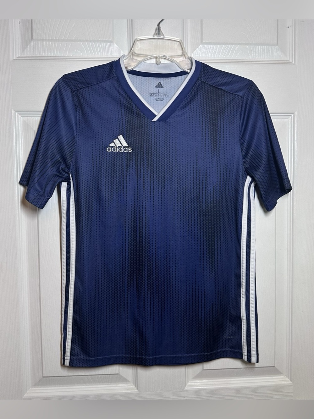 Adidas Climalite Soccer Shirt Youth Size L Short Sleeve Athletic
